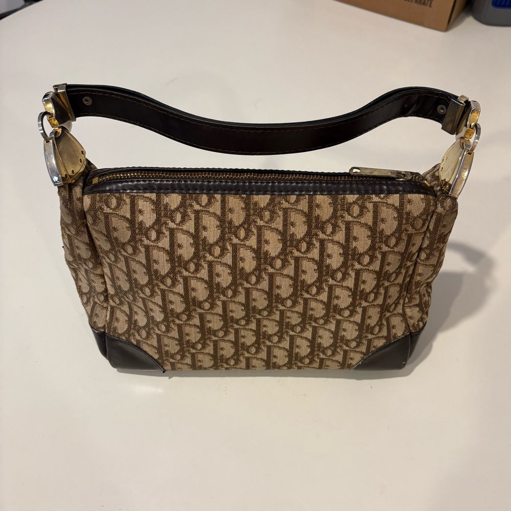 Vintage Dior Brown/Tan Canvas shoulder bag